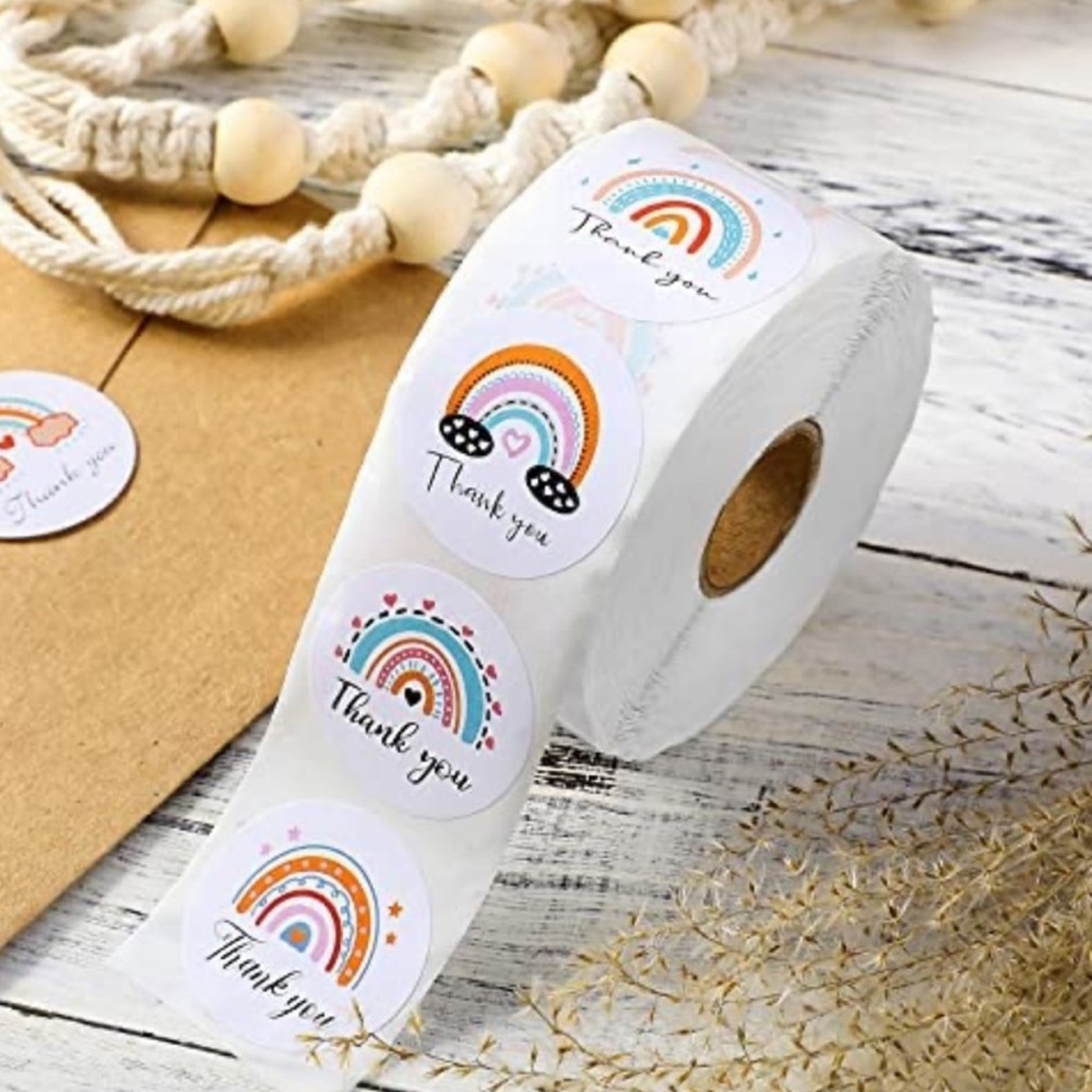 50 Thank You Stickers 1.5” seals rainbow labels envelope customer packaging NEW - Picture 9 of 9